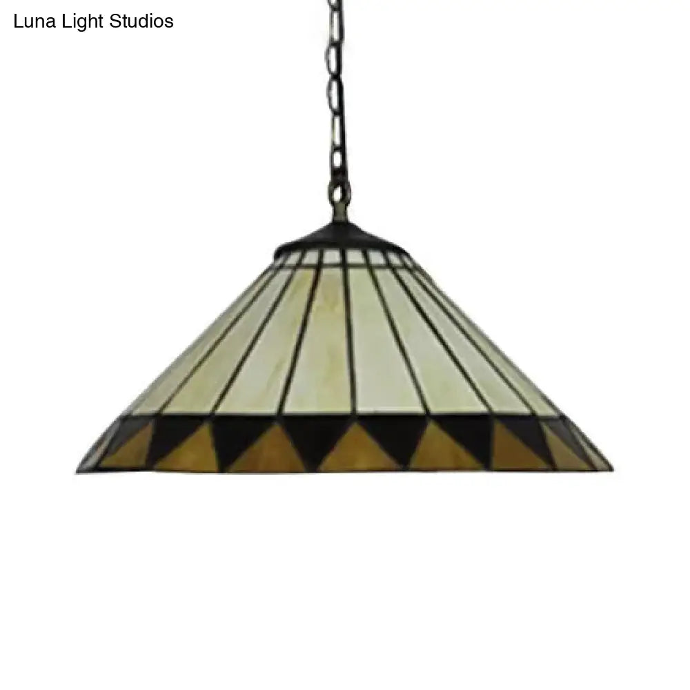 Handcrafted Tiffany-Style Suspension Lamp With Fish Tail And Gem Design In Beige