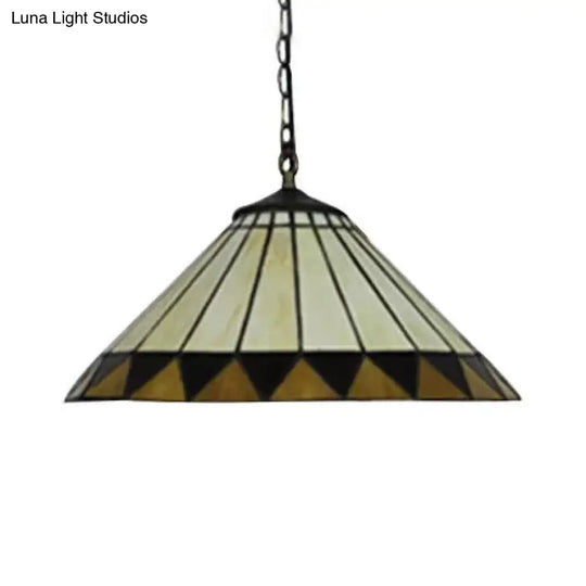 Handcrafted Tiffany-Style Suspension Lamp With Fish Tail And Gem Design In Beige