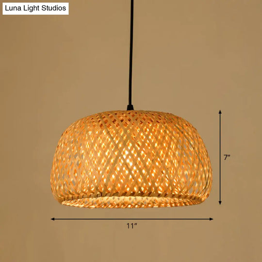 Handmade Bamboo Pendant Light - Modern Single Style For Restaurant Ceiling