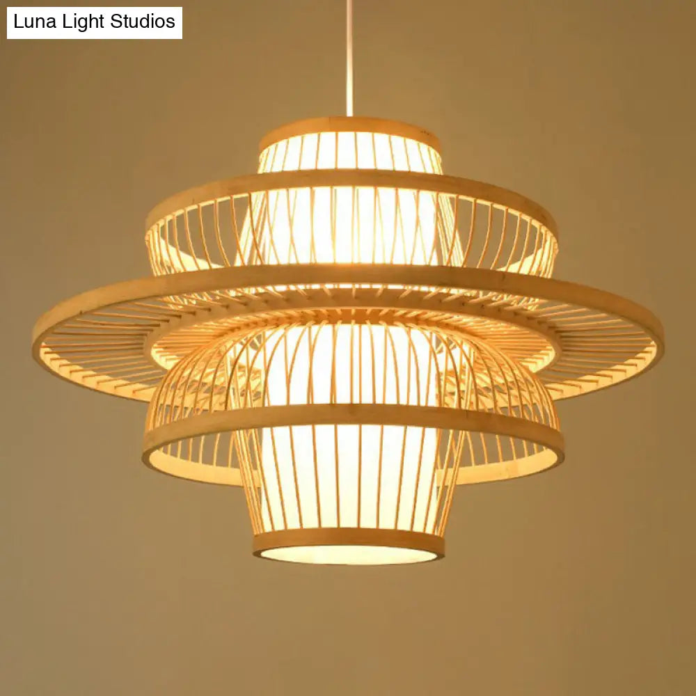 Handmade Bamboo Pendant Light - Modern Single Style For Restaurant Ceiling