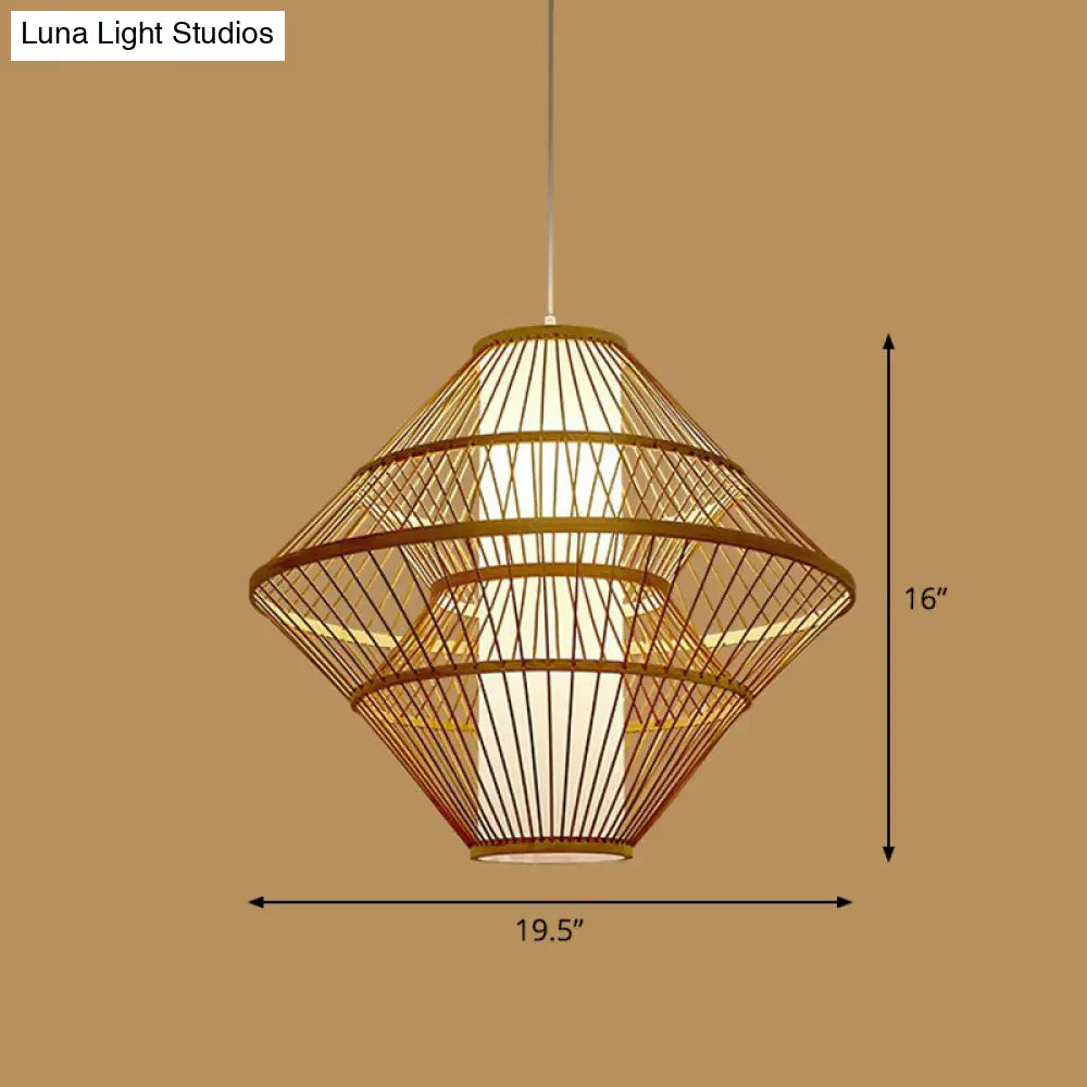 Handmade Bamboo Pendant Light - Modern Single Style For Restaurant Ceiling