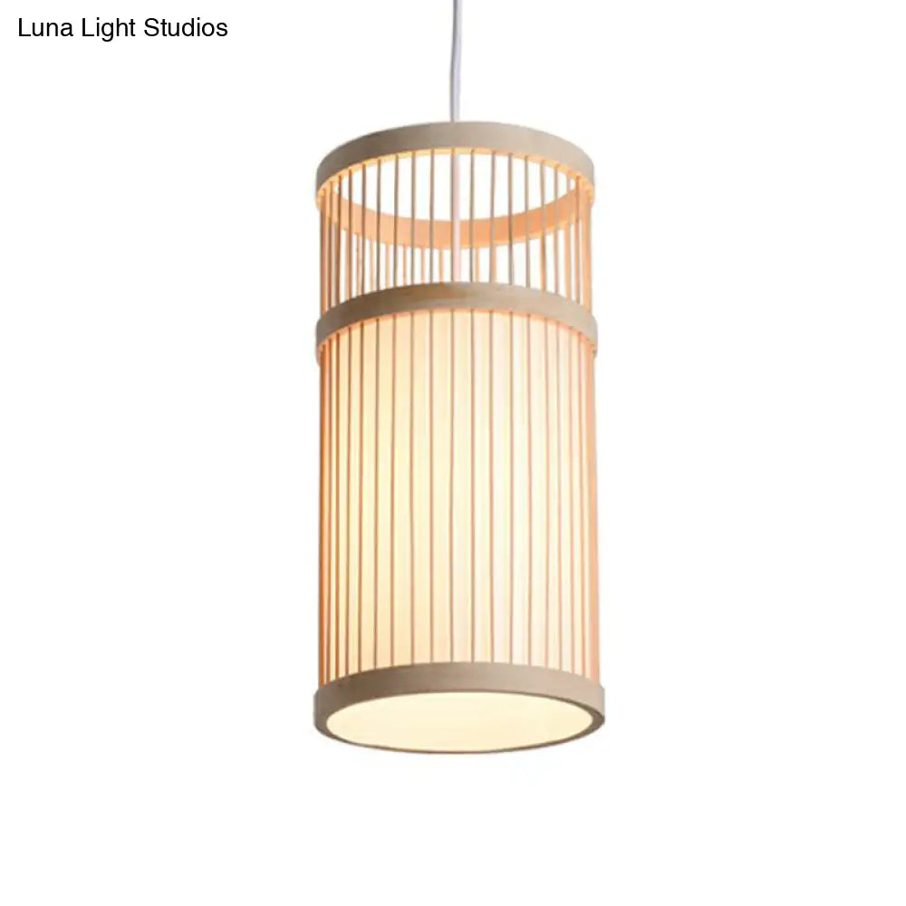 Handmade Bamboo Pendant Light - Modern Single Style For Restaurant Ceiling