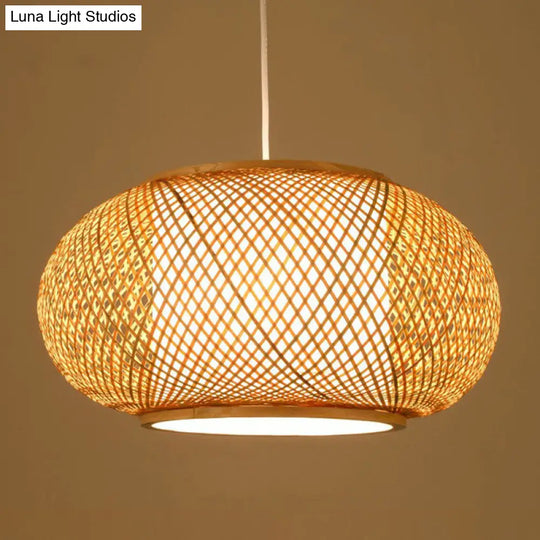 Handmade Bamboo Pendant Light - Modern Single Style For Restaurant Ceiling