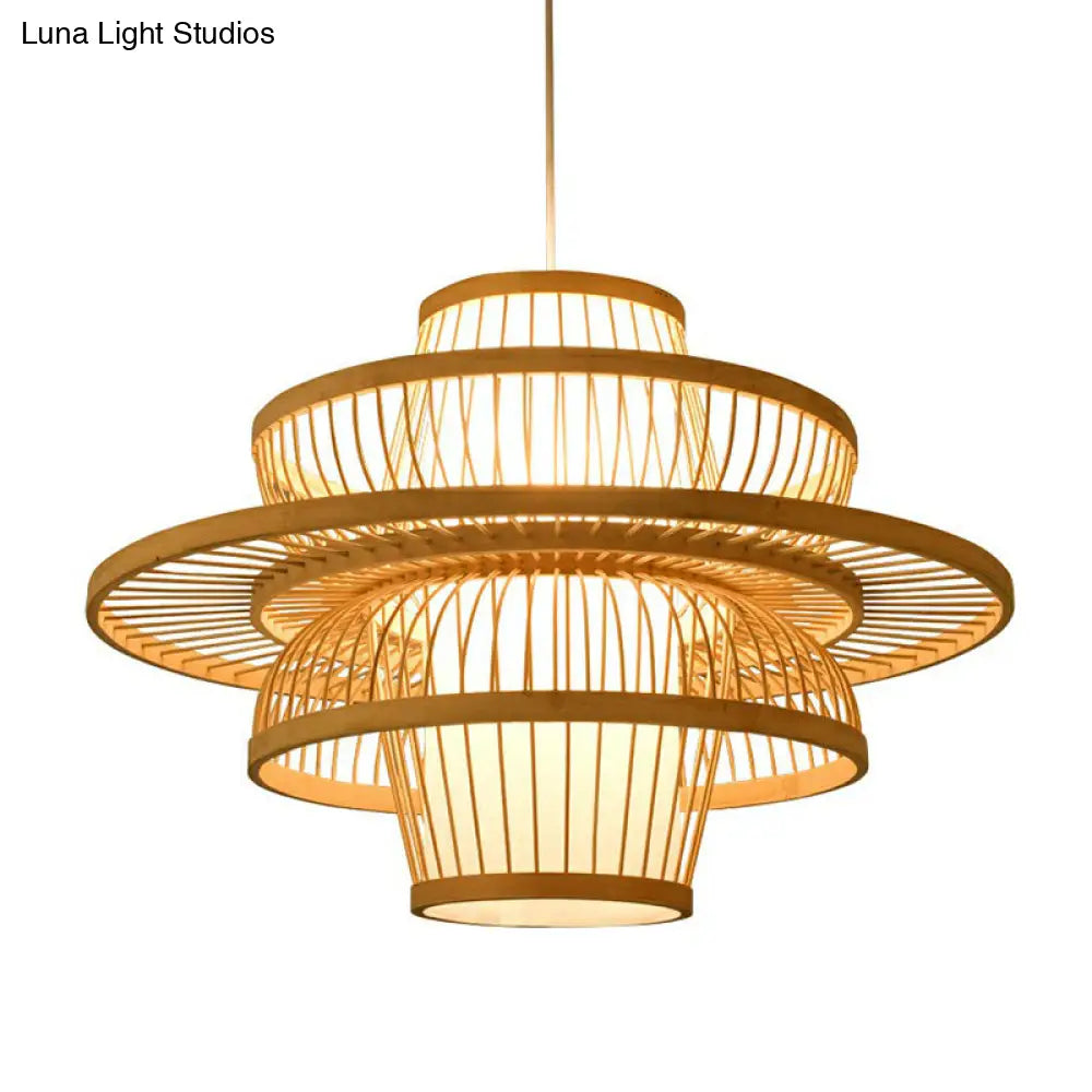 Handmade Bamboo Pendant Light - Modern Single Style For Restaurant Ceiling