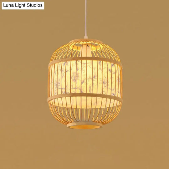 Handmade Bamboo Pendant Light - Modern Single Style For Restaurant Ceiling