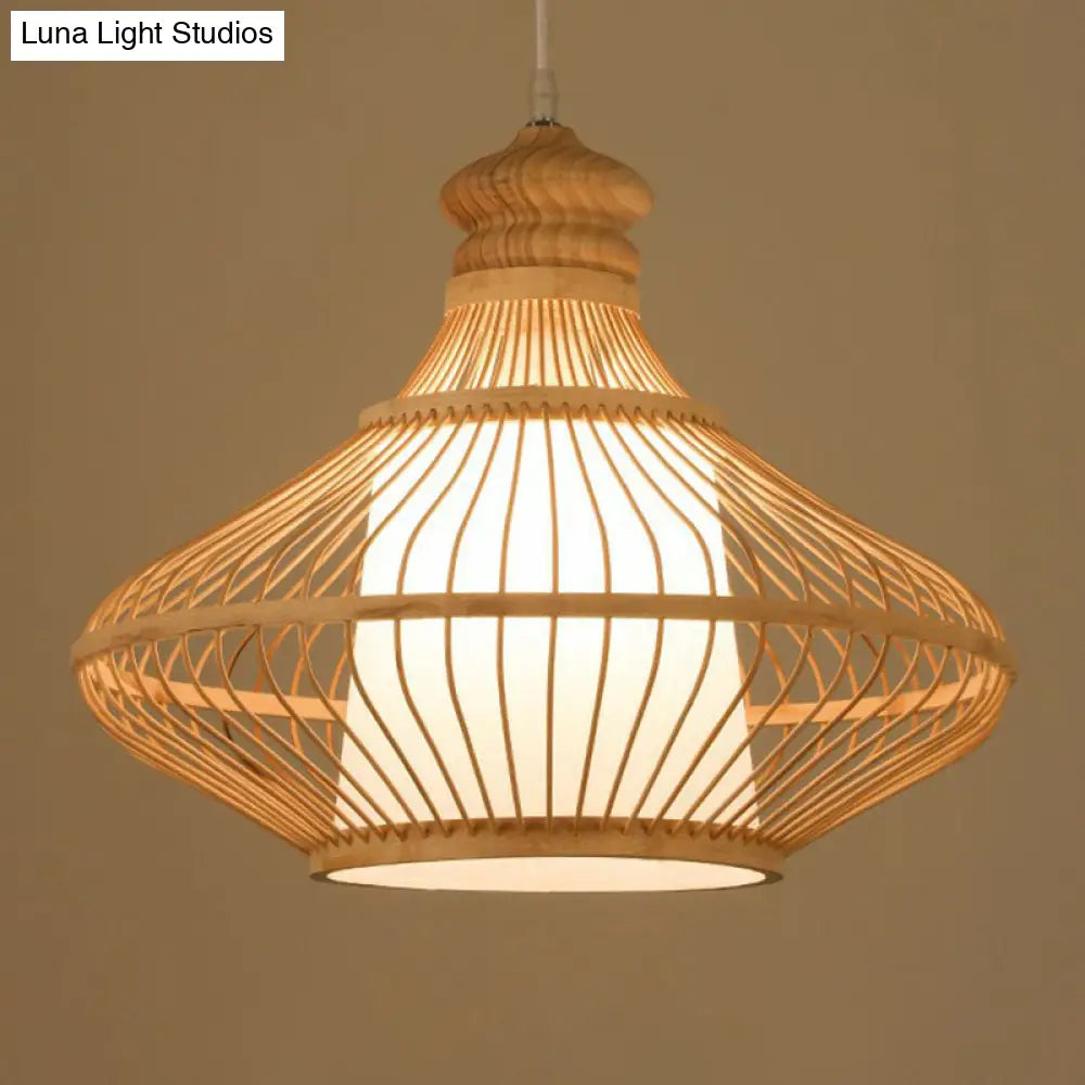 Handmade Bamboo Pendant Light - Modern Single Style For Restaurant Ceiling