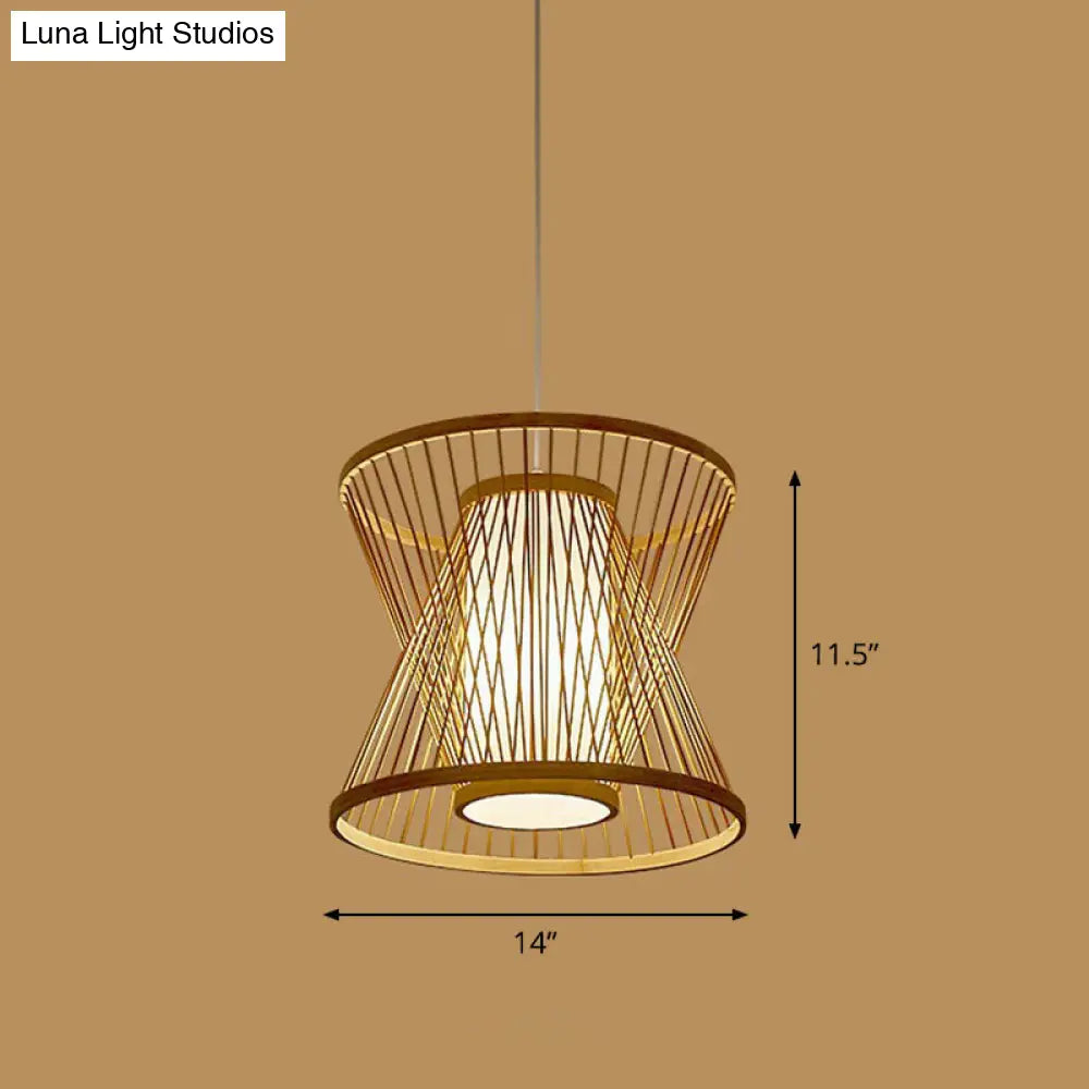 Handmade Bamboo Pendant Light - Modern Single Style For Restaurant Ceiling