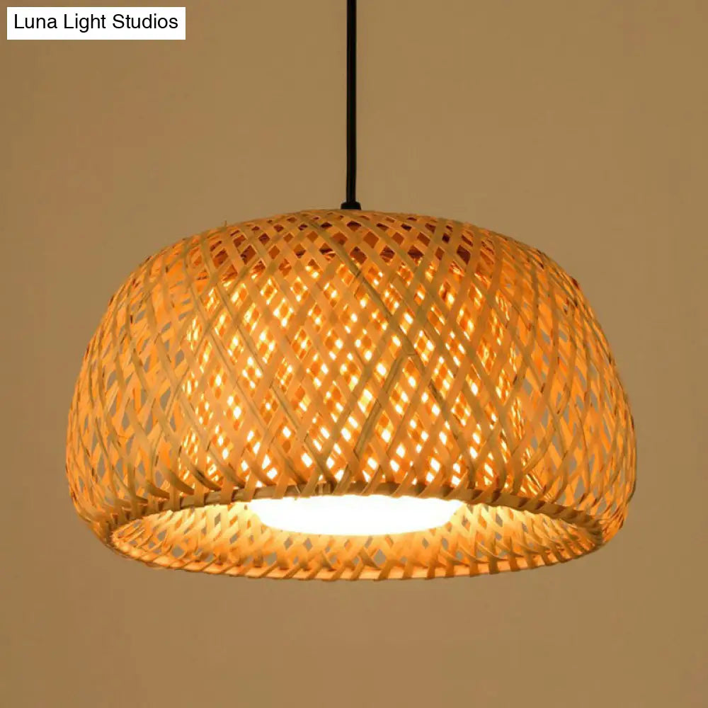 Handmade Bamboo Pendant Light - Modern Single Style For Restaurant Ceiling