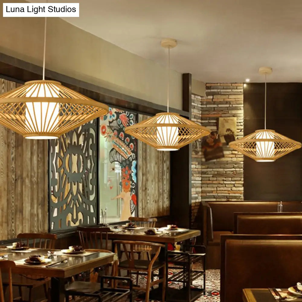 Handmade Bamboo Pendant Light - Modern Single Style For Restaurant Ceiling