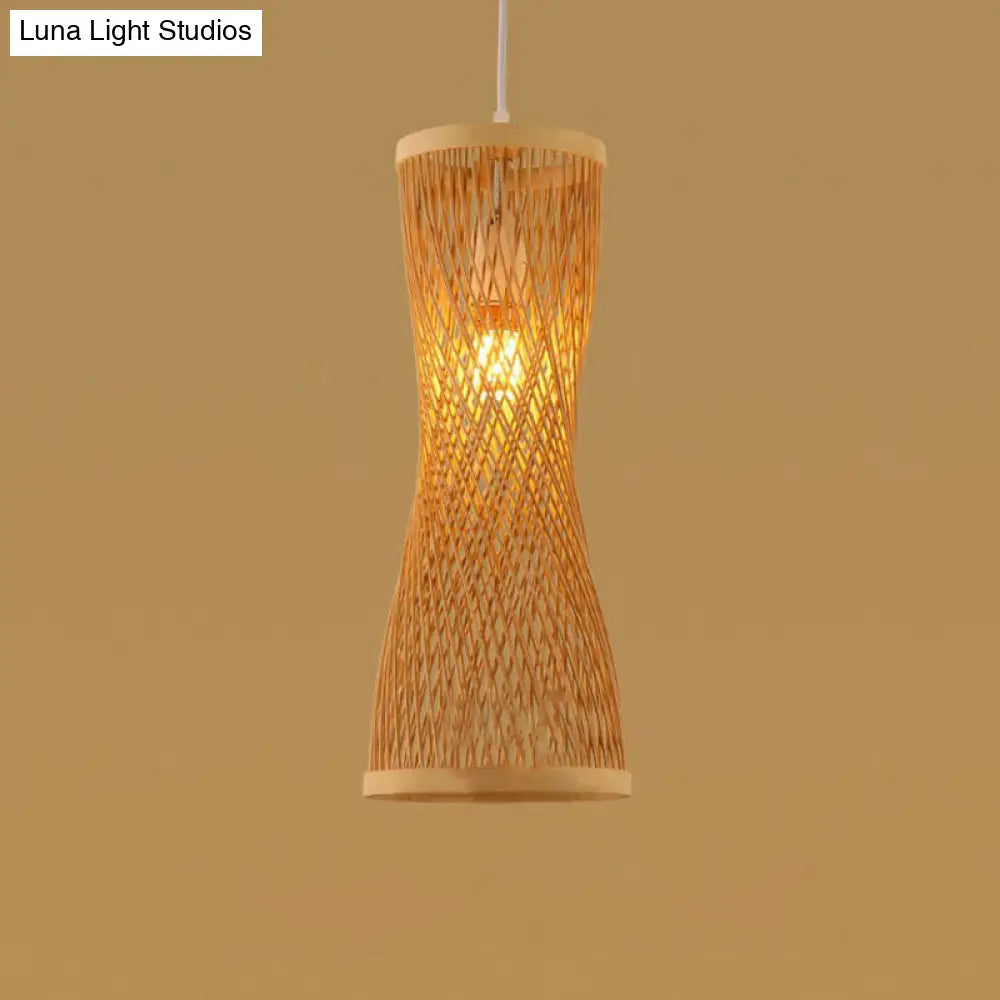 Handmade Bamboo Pendant Light - Modern Single Style For Restaurant Ceiling