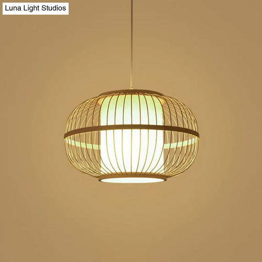 Handmade Bamboo Pendant Light - Modern Single Style For Restaurant Ceiling