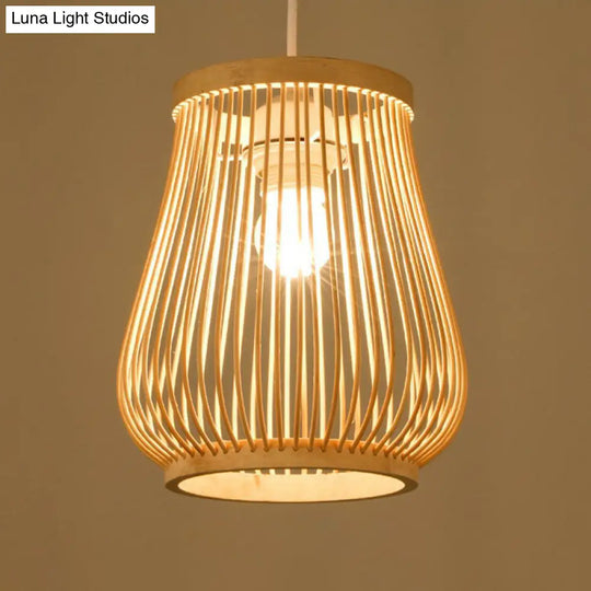 Handmade Bamboo Pendant Light - Modern Single Style For Restaurant Ceiling