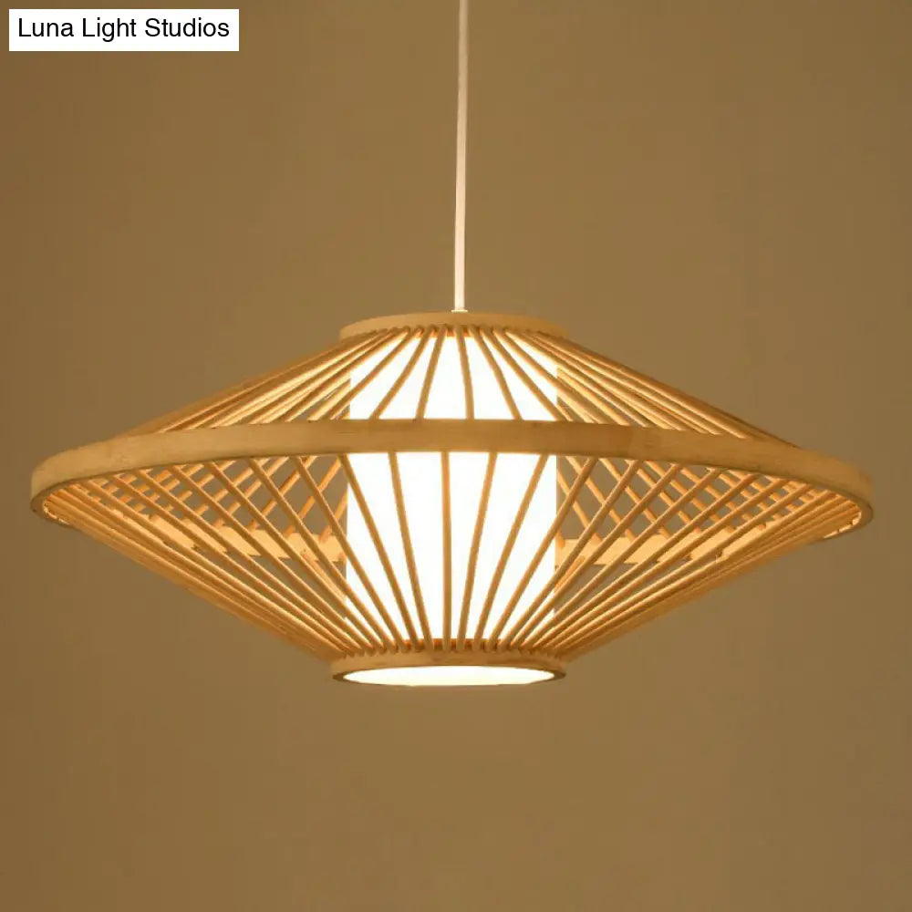 Handmade Bamboo Pendant Light - Modern Single Style For Restaurant Ceiling