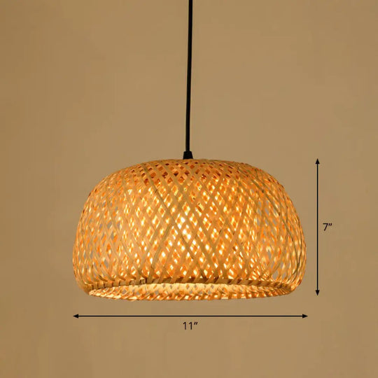 Handmade Bamboo Pendant Light - Modern Single Style For Restaurant Ceiling Wood / B