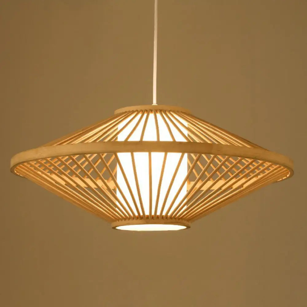 Handmade Bamboo Pendant Light - Modern Single Style For Restaurant Ceiling Wood / E