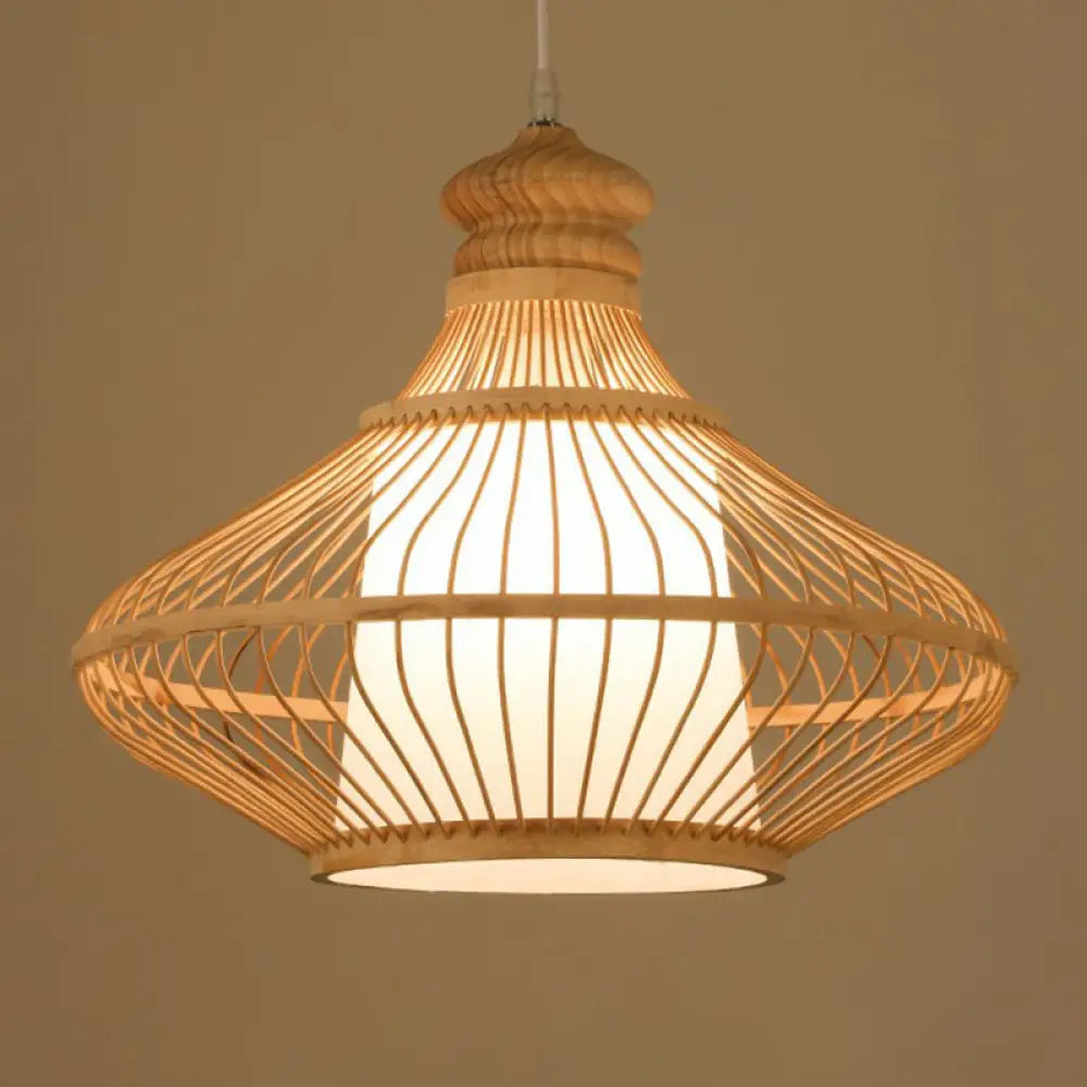 Handmade Bamboo Pendant Light - Modern Single Style For Restaurant Ceiling Wood / F