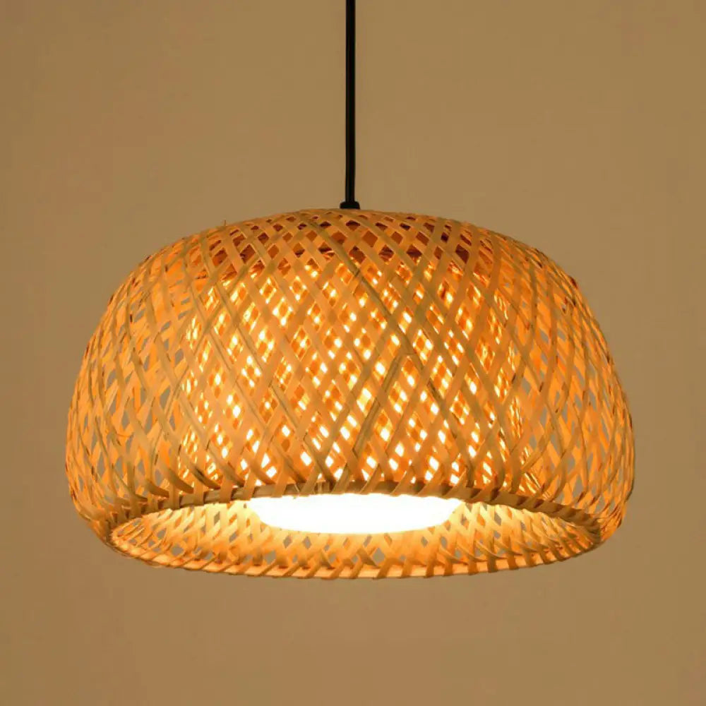 Handmade Bamboo Pendant Light - Modern Single Style For Restaurant Ceiling Wood / G