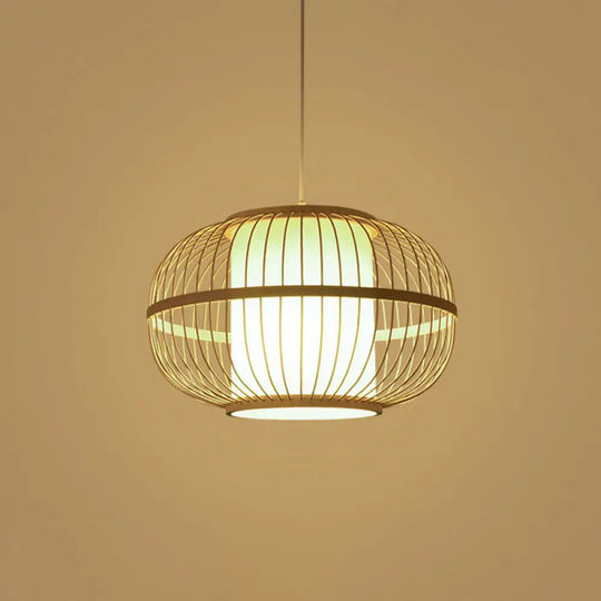 Handmade Bamboo Pendant Light - Modern Single Style For Restaurant Ceiling Wood / J