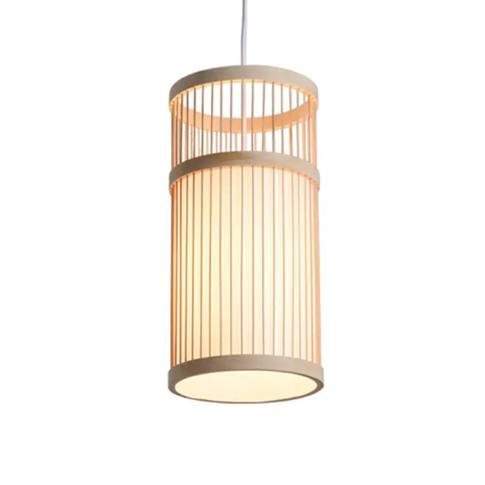 Handmade Bamboo Pendant Light - Modern Single Style For Restaurant Ceiling Wood / M