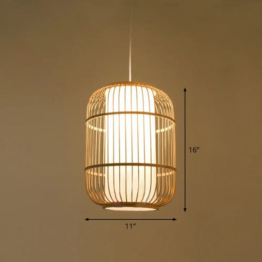 Handmade Bamboo Pendant Light - Modern Single Style For Restaurant Ceiling Wood / N