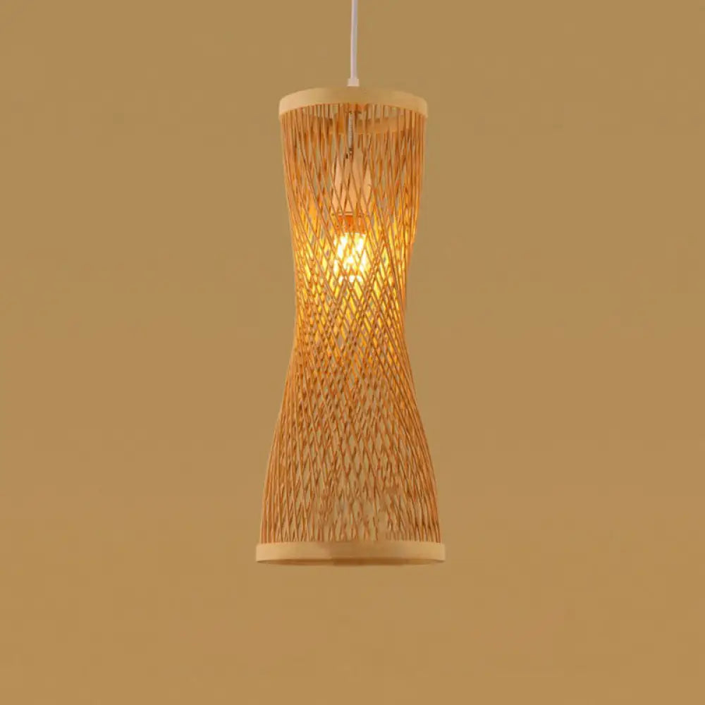 Handmade Bamboo Pendant Light - Modern Single Style For Restaurant Ceiling Wood / O