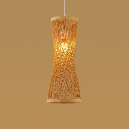 Handmade Bamboo Pendant Light - Modern Single Style For Restaurant Ceiling Wood / O