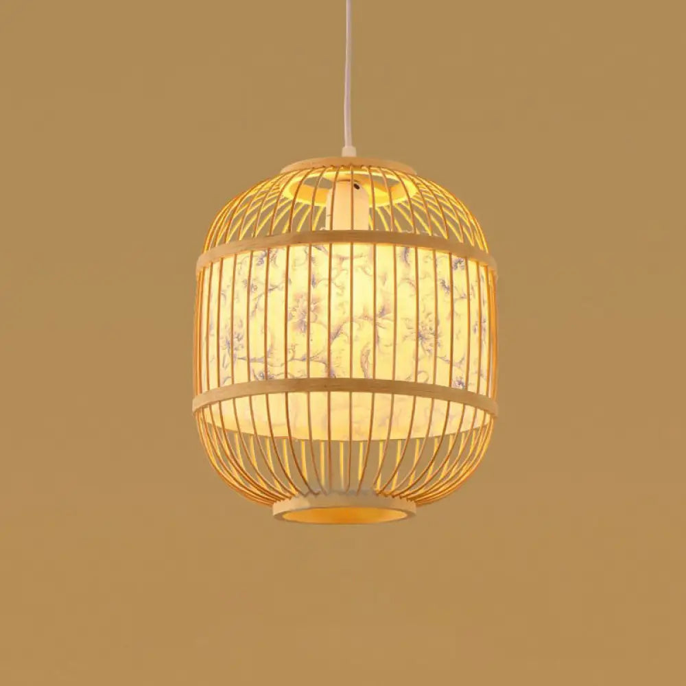 Handmade Bamboo Pendant Light - Modern Single Style For Restaurant Ceiling Wood / P