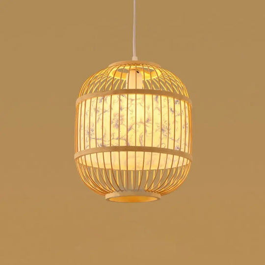 Handmade Bamboo Pendant Light - Modern Single Style For Restaurant Ceiling Wood / P