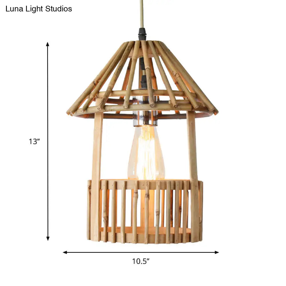 Sleek Bamboo Handmade Pendant - Contemporary Wood Ceiling Light