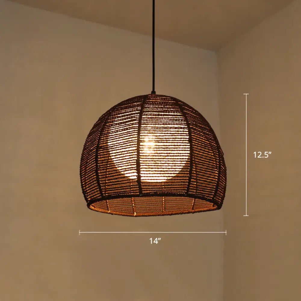 Handmade Hemp Rope Pendant Light For Restaurants Coffee / Round