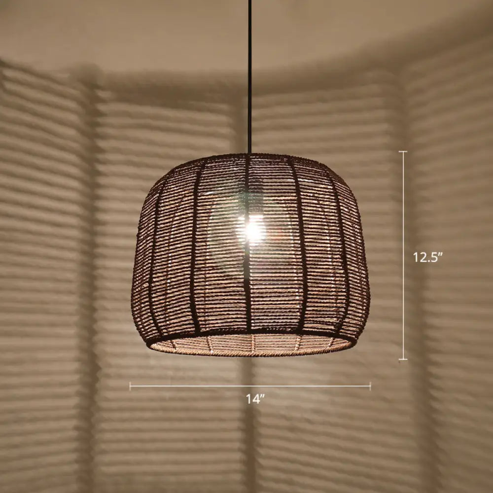 Handmade Hemp Rope Pendant Light For Restaurants Coffee / Square Plate