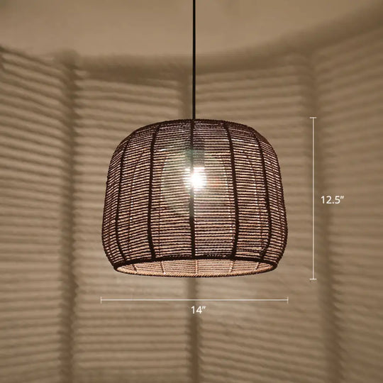 Handmade Hemp Rope Pendant Light For Restaurants Coffee / Square Plate