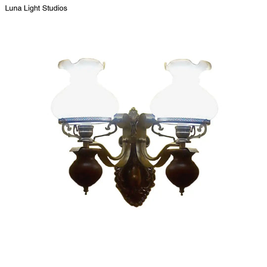 Handmade Opaline Glass Wall Sconce In Bronze - Rustic Style