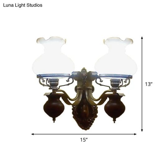 Handmade Opaline Glass Wall Sconce In Bronze - Rustic Style