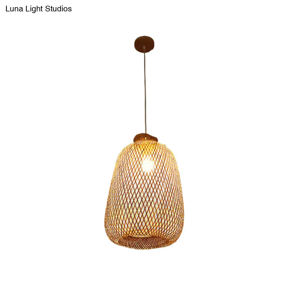 Handmade Wood And Bamboo Pendant Light Fixture With Modernist Style