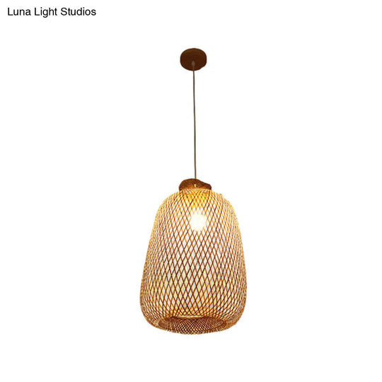 Handmade Wood And Bamboo Pendant Light Fixture With Modernist Style