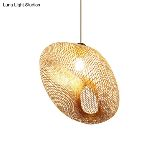 Handmade Wood And Bamboo Pendant Light Fixture With Modernist Style