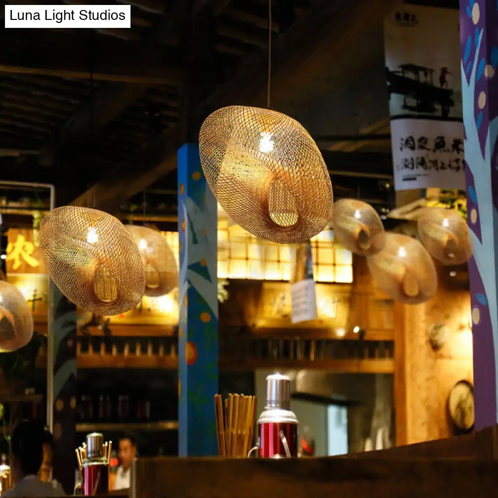 Handmade Wood And Bamboo Pendant Light Fixture With Modernist Style