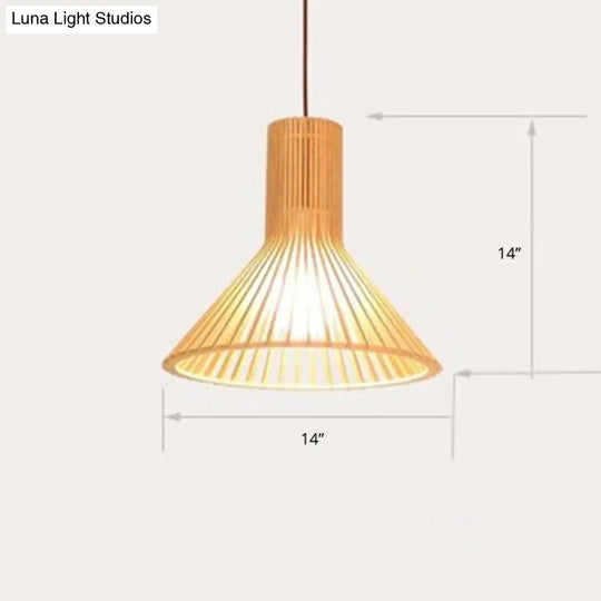 Handwoven Bamboo Pendant Light Contemporary Single-Bulb Wood Suspension Fixture