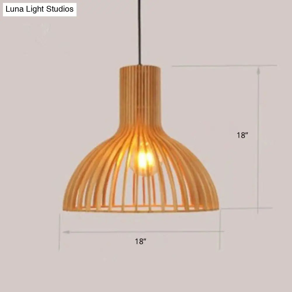 Handwoven Bamboo Pendant Light Contemporary Single-Bulb Wood Suspension Fixture