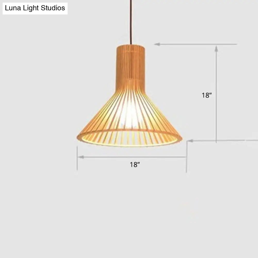 Handwoven Bamboo Pendant Light Contemporary Single-Bulb Wood Suspension Fixture