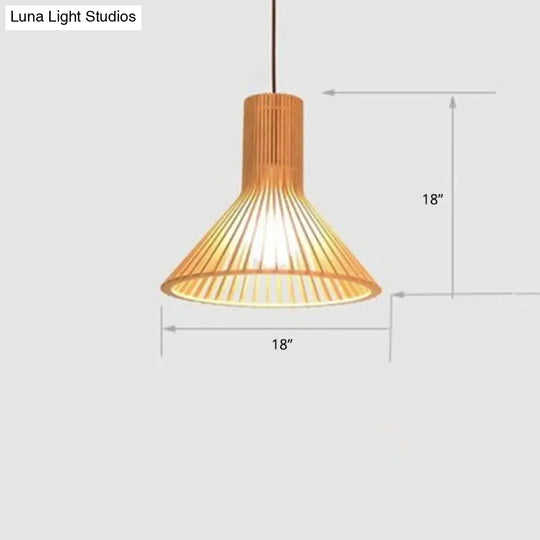 Handwoven Bamboo Pendant Light Contemporary Single-Bulb Wood Suspension Fixture