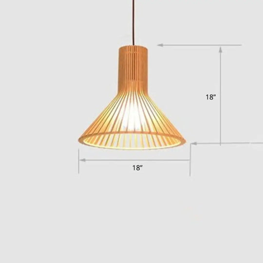 Handwoven Bamboo Pendant Light Contemporary Single-Bulb Wood Suspension Fixture / Small E