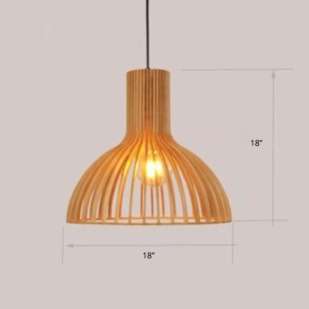 Handwoven Bamboo Pendant Light Contemporary Single-Bulb Wood Suspension Fixture / Small F