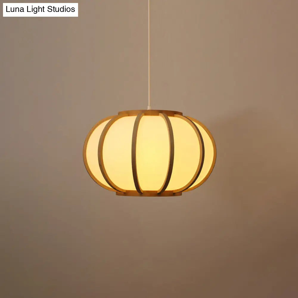 Handwoven Bamboo Pendant Light: Modern Single-Bulb Wood Fixture