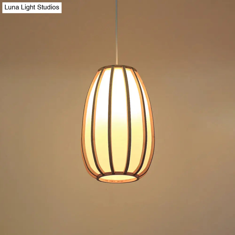 Handwoven Bamboo Pendant Light: Modern Single-Bulb Wood Fixture