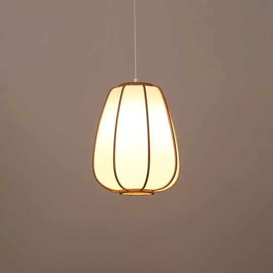 Handwoven Bamboo Pendant Light: Modern Single-Bulb Wood Fixture / B