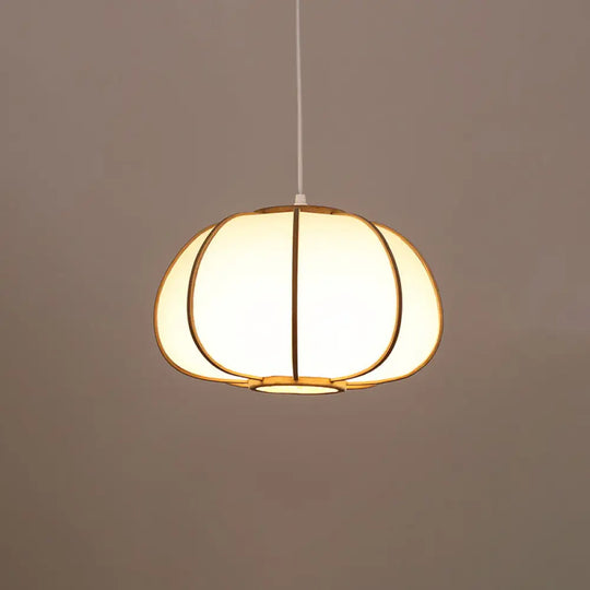 Handwoven Bamboo Pendant Light: Modern Single-Bulb Wood Fixture / C