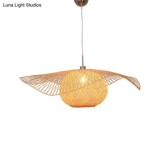 Handwoven Bamboo Suspension Pendant Light - Minimalist Design For Restaurants