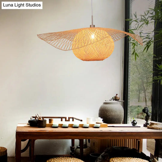 Handwoven Bamboo Suspension Pendant Light - Minimalist Design For Restaurants